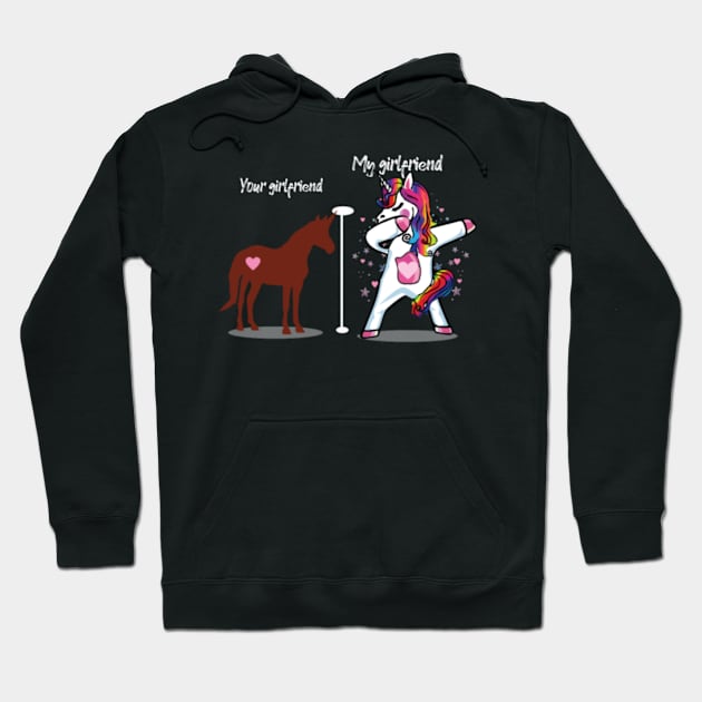 your girlfriend my girlfriend unicorns- Hoodie by Xizin Gao